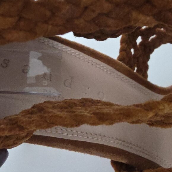 SANDRO | Agate brique suede braided stiletto sandals Heels Brown Sz 37 - Picture 5 of 7